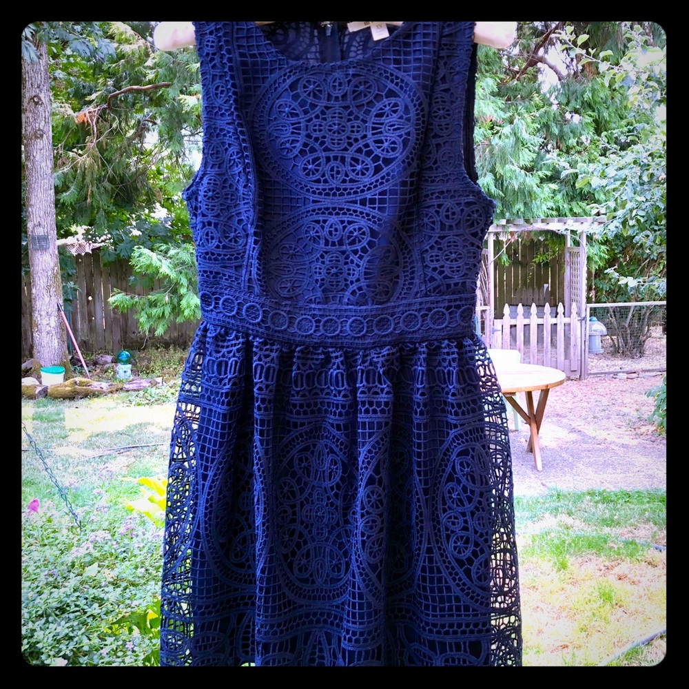 - Miami sleeveless, lace-covered dress Sz. XS Navy Blouse